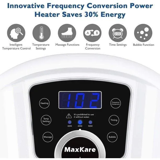 MaxKare 6-in-1 Motorized Foot Spa Bath Massager | 3-Speed Frequency Conversion | Automatic Heat and Bubbles