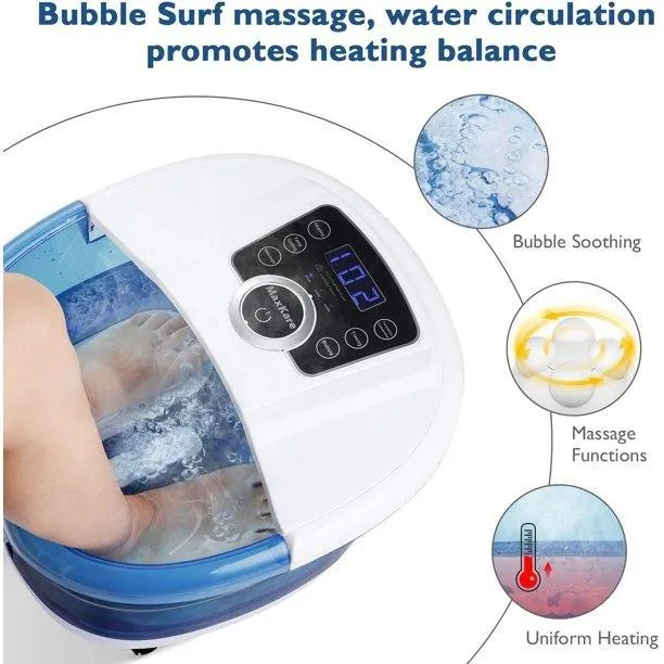 MaxKare 6-in-1 Motorized Foot Spa Bath Massager | 3-Speed Frequency Conversion | Automatic Heat and Bubbles