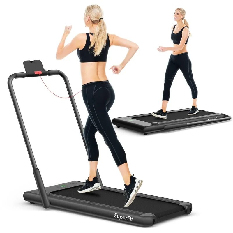 SuperFit Folding Treadmill SP37513 with Remote Control and LED Display，2-in-1