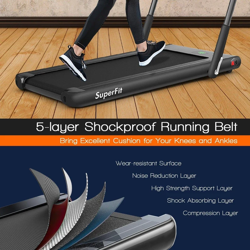 SuperFit Folding Treadmill SP37513 with Remote Control and LED Display，2-in-1