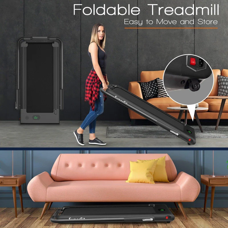 SuperFit Folding Treadmill SP37513 with Remote Control and LED Display，2-in-1