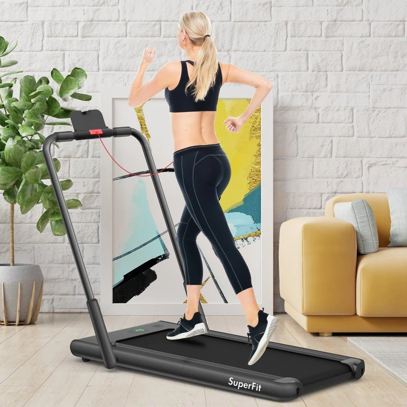 SuperFit Folding Treadmill SP37513 with Remote Control and LED Display，2-in-1