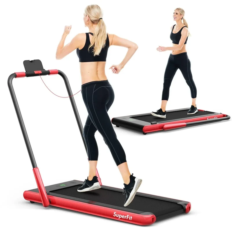 SuperFit Folding Treadmill SP37513 with Remote Control and LED Display，2-in-1