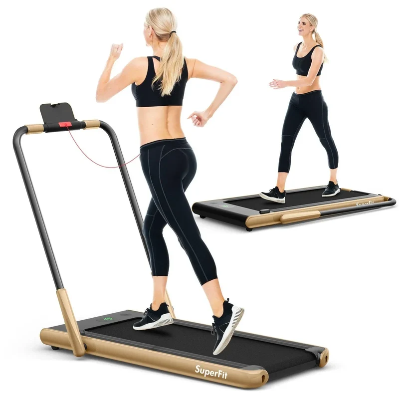 SuperFit Folding Treadmill SP37513 with Remote Control and LED Display，2-in-1