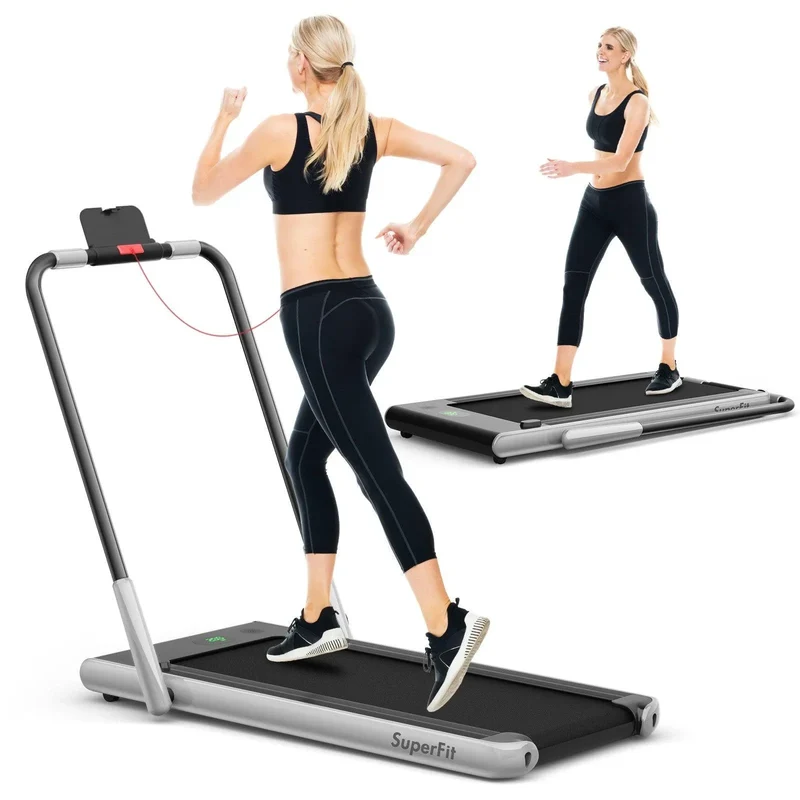 SuperFit Folding Treadmill SP37513 with Remote Control and LED Display，2-in-1