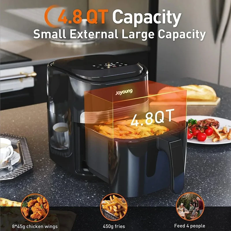 Joyoung K45-VF-571 Air Fryer | 4.8QT | 8-in-1 | 93% Less Fat | LED Touch | 120V