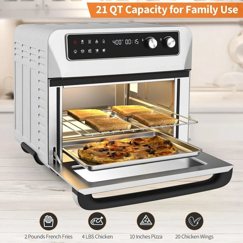 Costway ES10091US-SL Air Fryer Toaster Oven | 21QT | 8-in-1 | 1800W | 360° Convection | 120V