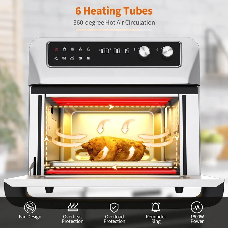 Costway ES10091US-SL Air Fryer Toaster Oven | 21QT | 8-in-1 | 1800W | 360° Convection | 120V