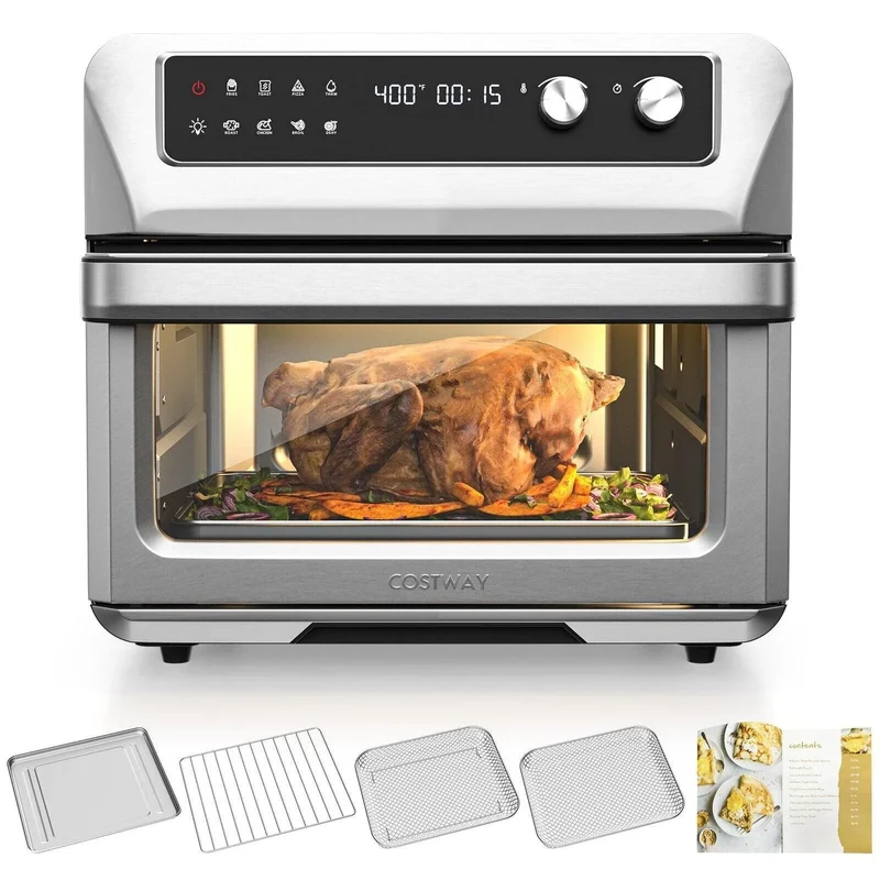 Costway ES10091US-SL Air Fryer Toaster Oven | 21QT | 8-in-1 | 1800W | 360° Convection | 120V
