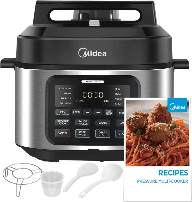 Midea MPC6018AASS Electric Pressure Cooker | 6.5QT | 12 Presets | 110V