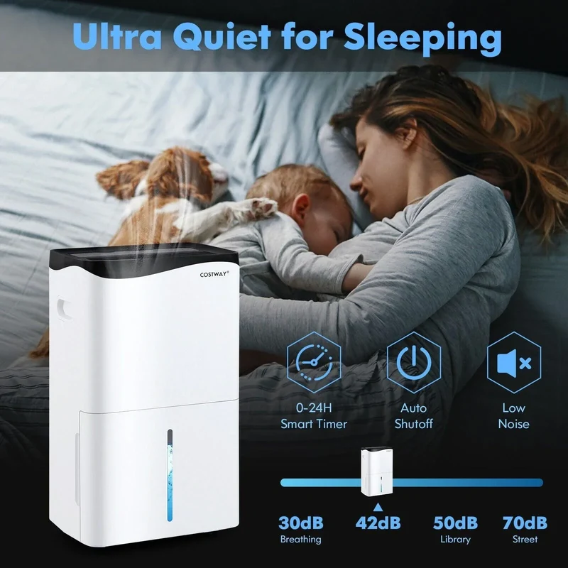 Home 100-Pint Dehumidifier ES10106US-WH,with Smart App and Alexa Control for Home and Basements