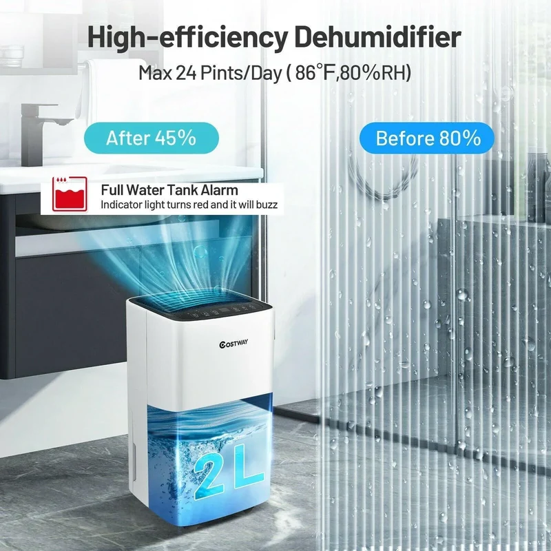 Portable Dehumidifier ES10014US For Medium To Large Spaces，24 Pints 1500 Sq. Ft