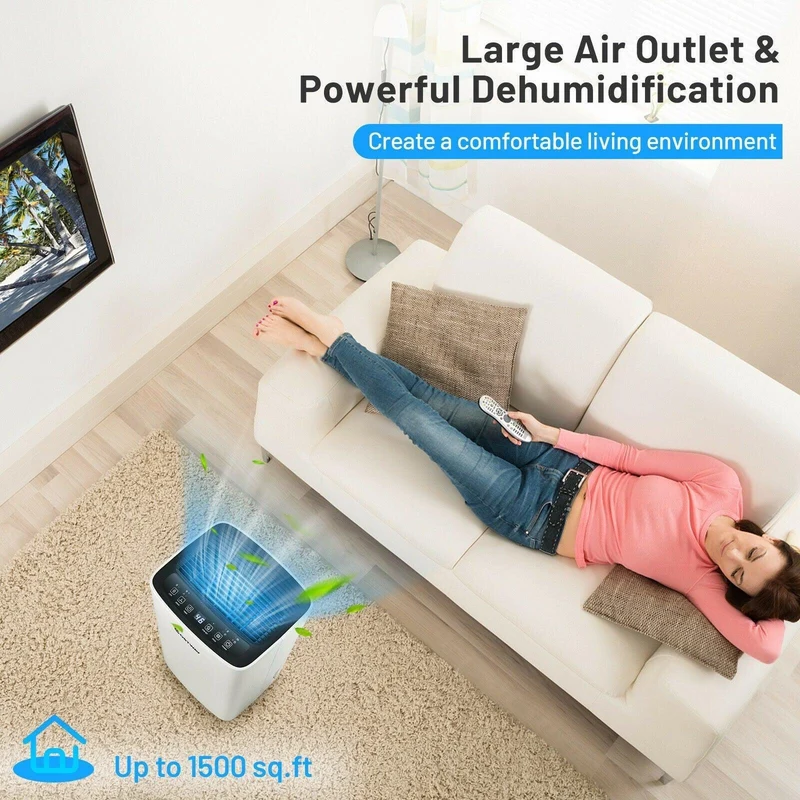 Portable Dehumidifier ES10014US For Medium To Large Spaces，24 Pints 1500 Sq. Ft