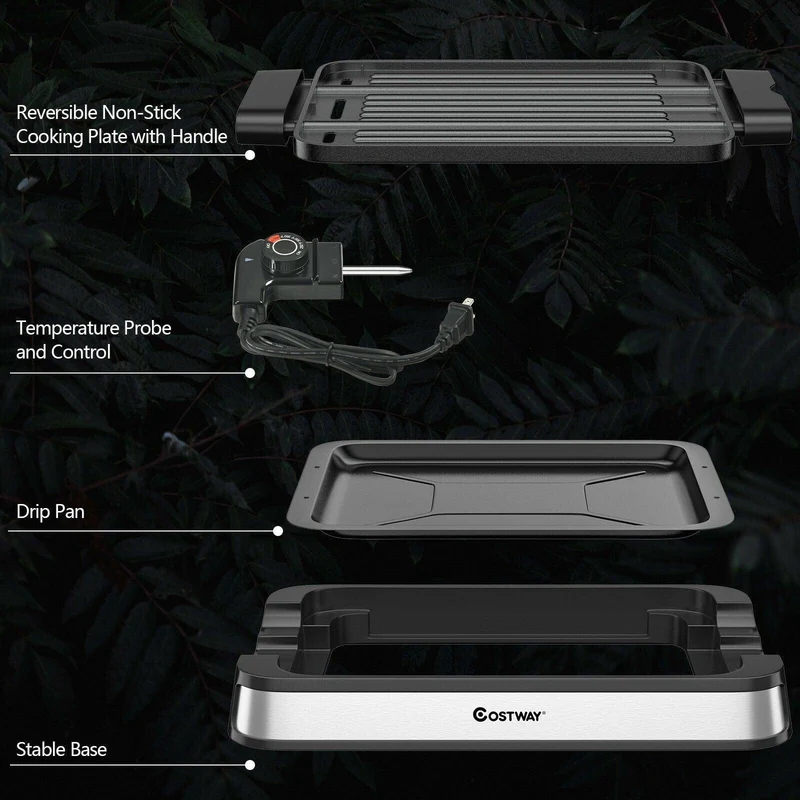Smokeless Indoor Grill EP24926US,Electric Griddle with Non-stick Cooking Plate,1500W