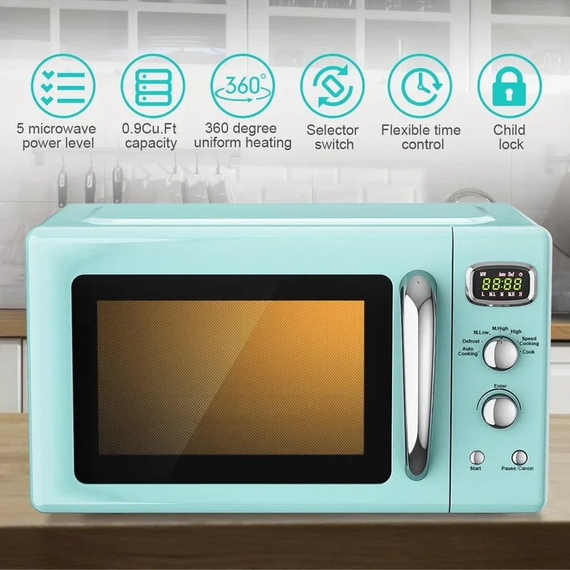Costway Microwave Oven EP24453 | 0.9 Cu.ft | Retro Countertop | Compact | Yourishop.com