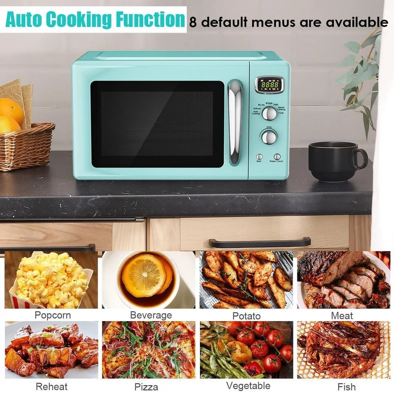 Costway Microwave Oven EP24453 | 0.9 Cu.ft | Retro Countertop | Compact | Yourishop.com