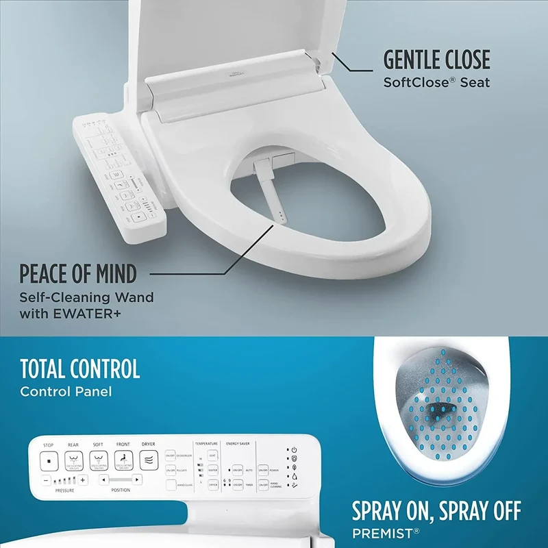 TOTO Washlet C2 Electronic Bidet Toilet Seat, PREMIST, EWATER+, Heated Seat, 110V