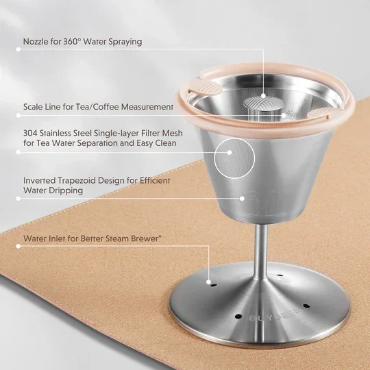 Buydeem K156 Electric Steam Brewer | 1.5L | Tea & Coffee | 6-Strength | Steam Infusion | Oat White | 110V