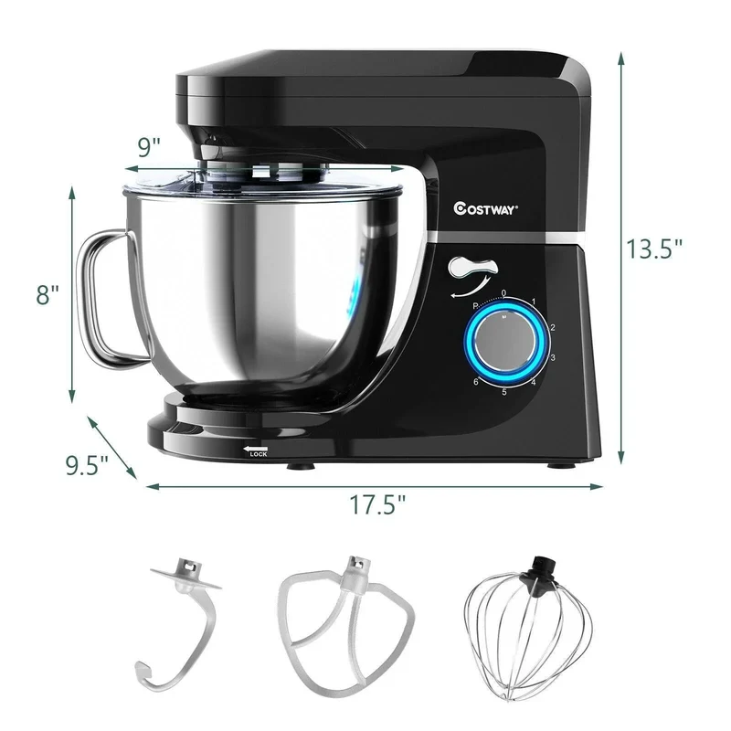 Costway Stand Mixer 96851023，7.5 QT Tilt-Head with Dough Hook Beater,6 Speed 660W
