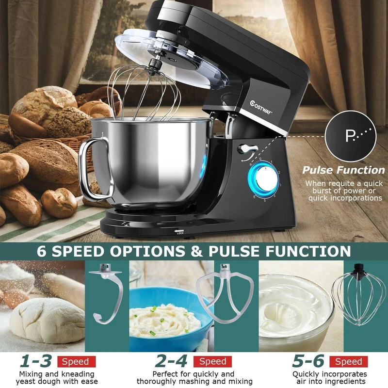 Costway Stand Mixer 96851023，7.5 QT Tilt-Head with Dough Hook Beater,6 Speed 660W