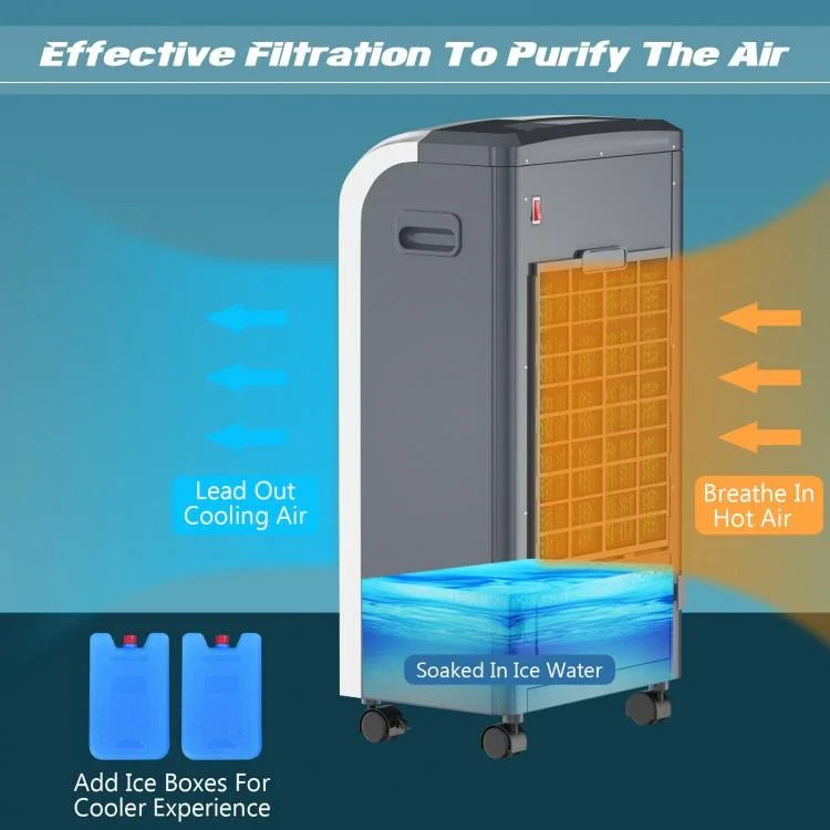 [Costway EP23664B] Portable Air Cooler Fan with Heater and Humidifier Function