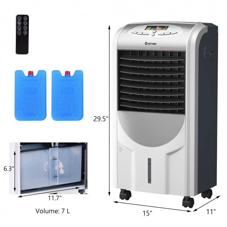 [Costway EP23664B] Portable Air Cooler Fan with Heater and Humidifier Function