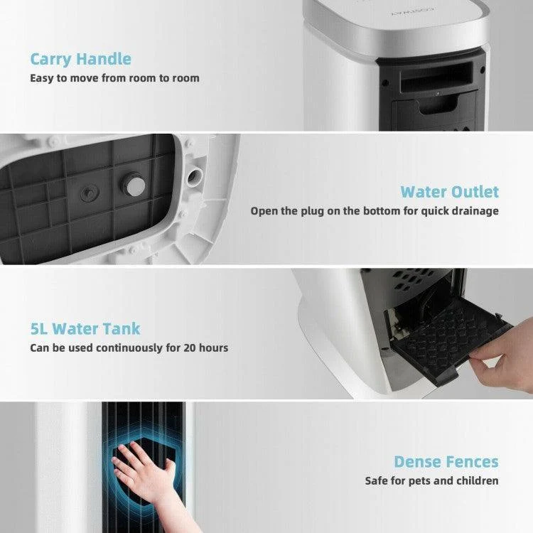 Costway Air Cooler ES10101US-WH | Portable | Evaporative | 3-In-1 Functions