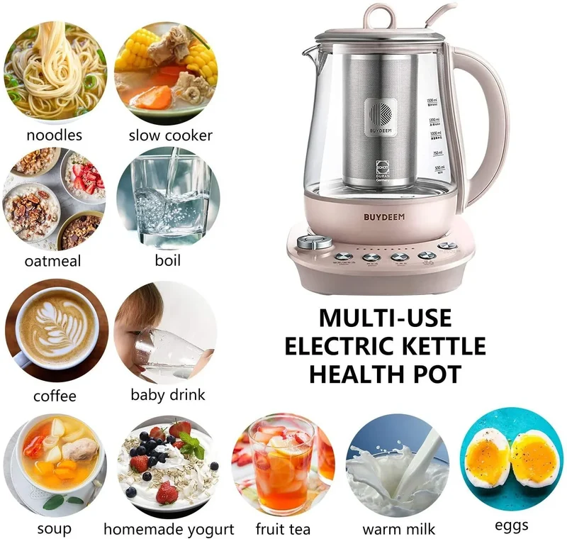 Buydeem K2693 Health Kettle | 1.5L | Pot-in-Pot | 9 Modes | Schott Glass | 110V