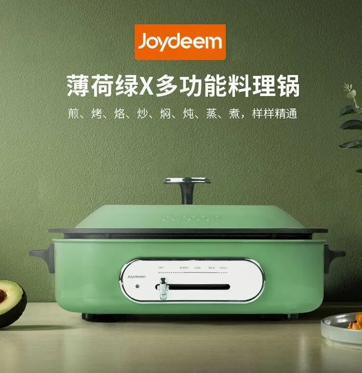 Joydeem IT-6099B Multi-Function Cooking Pot | 4L | 1200W | 4 Pans | Ceramic Non-Stick | ETL | Mint Green