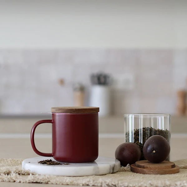 Tisanière mug Juliet en grès bordeaux 300 ml Ogo