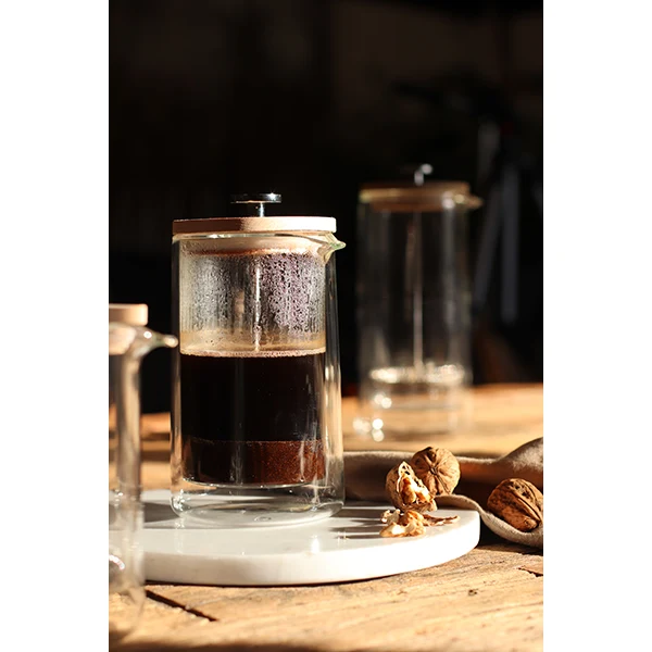 Cafetière à piston en verre double paroi Ogo