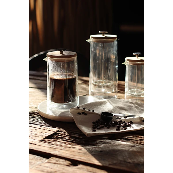 Cafetière à piston en verre double paroi Ogo