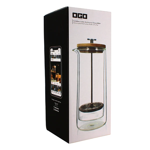 Cafetière à piston en verre double paroi Ogo