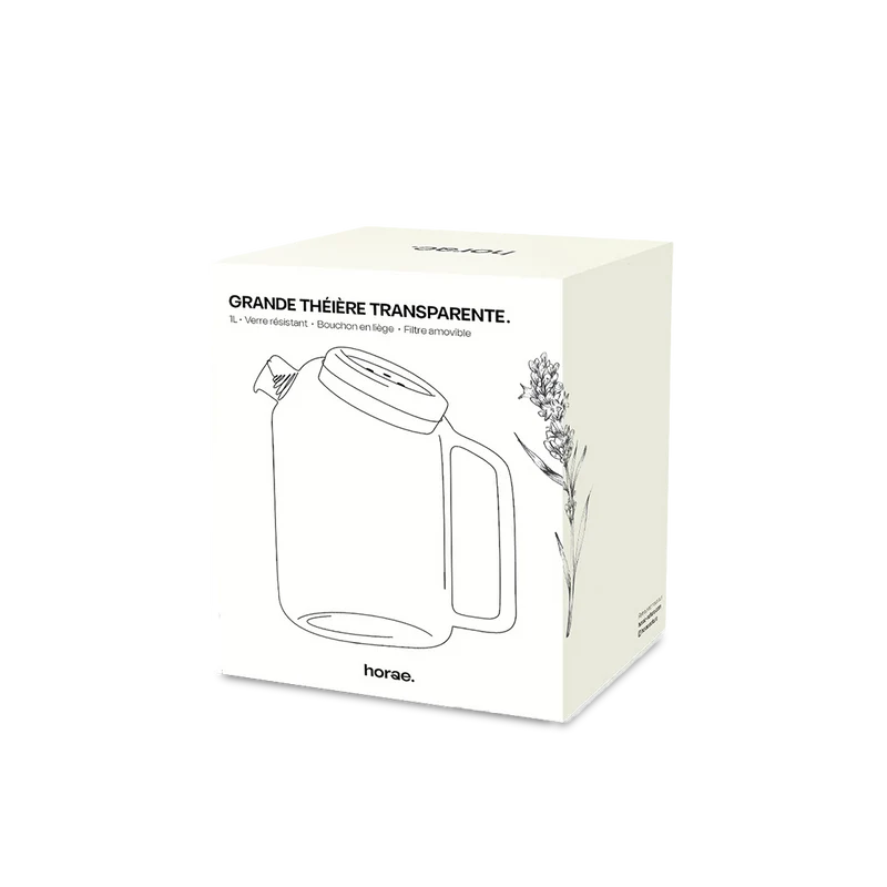 Grande théière en verre transparent 1L