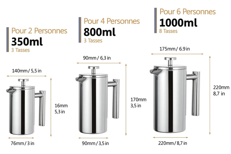 Cafetière à piston en inox