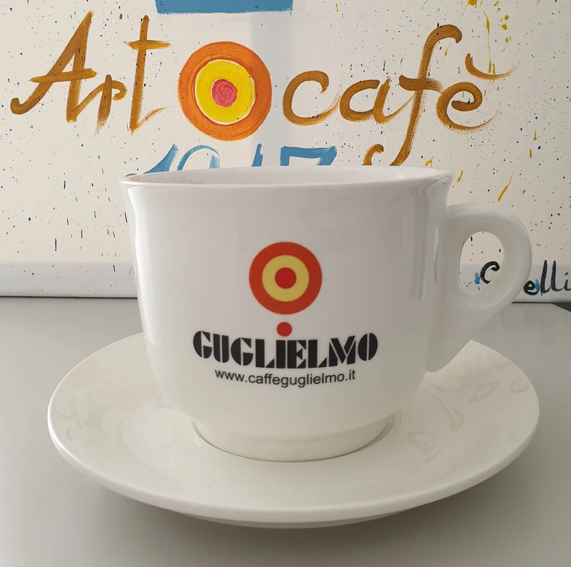 Tazzone caffè Guglielmo ceramica bianca con piatto