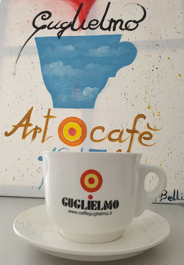 Tazzone caffè Guglielmo ceramica bianca con piatto