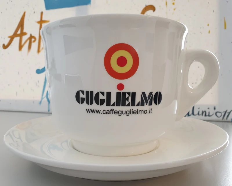 Tazzone caffè Guglielmo ceramica bianca con piatto