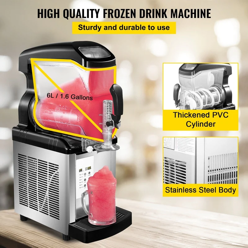 VEVOR Machines à Granités 650w 6L Machine A Granitas Commerciale Machine Slushies pour Fabrication de Jus de Fruits, Glaces, Slushies