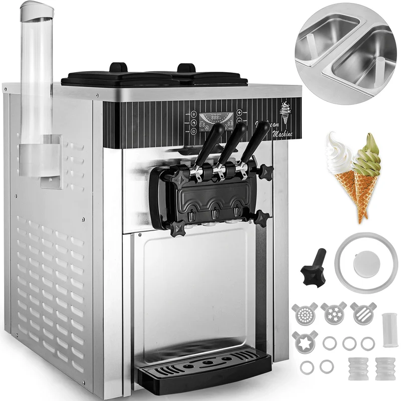 VEVOR Machine à Crème de Table Sorbetière à Glace 20-28 L/h 3 Saveurs 2200 W