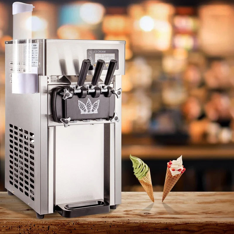 VEVOR Machine à Crème Glacée 1200 W Sorbetière électrique Professionnelle Commerciale 18 L/h 2 Saveurs Uniques 1 Saveur Mixte 2 Trémies 3 L Machine