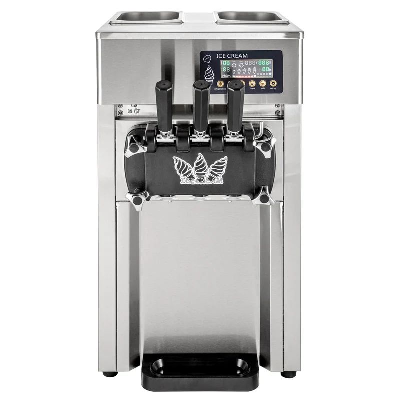 VEVOR Machine à Crème Glacée 1200 W Sorbetière électrique Professionnelle Commerciale 18 L/h 2 Saveurs Uniques 1 Saveur Mixte 2 Trémies 3 L Machine