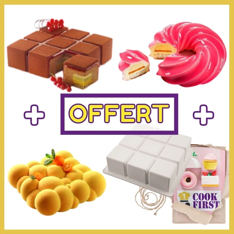 Lot de 3 Moules Silicone + Livre Recettes Offert + Moule Tablette