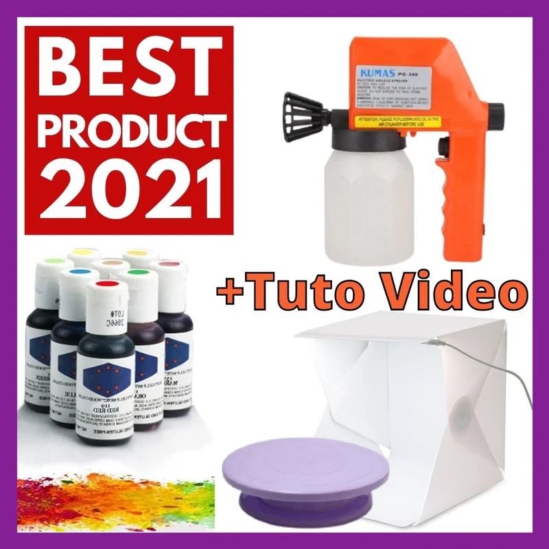 KIT Pistolet Chocolat + Colorants + Cabine + Plateau