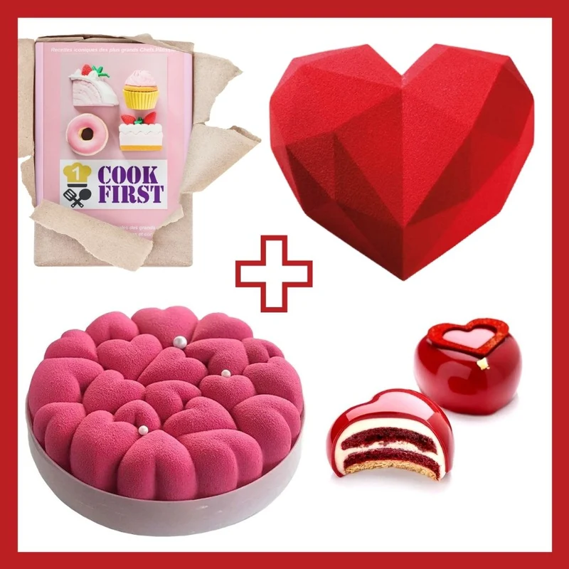 Lot de 3 Moules Saint Valentin + Livre Recettes Offert