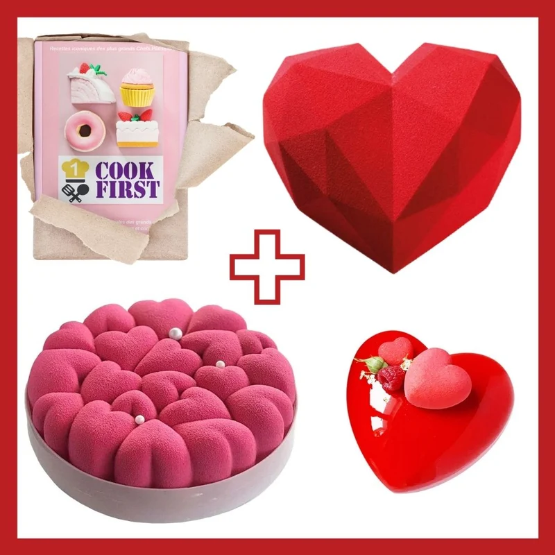 Lot de 3 Moules Saint Valentin + Livre Recettes Offert