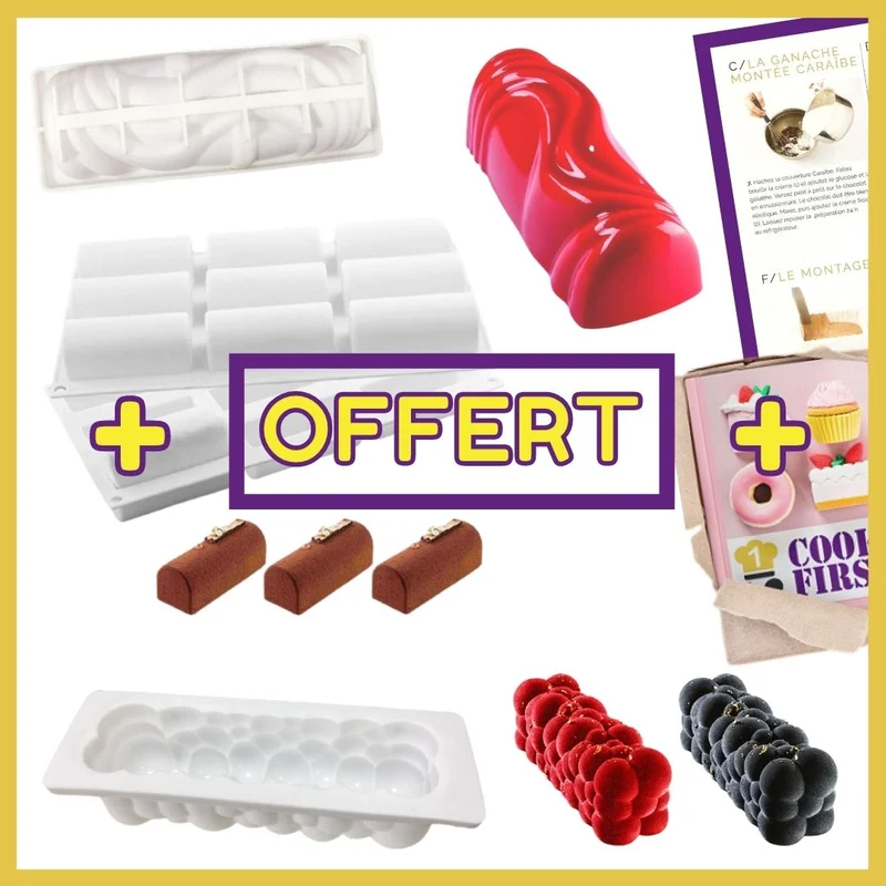 NOEL Lot de 3 Moules Bûches de Noël + Livre Recettes Spécial Bûches Offert