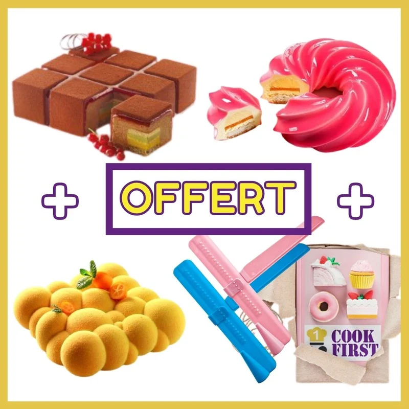 Lot de 3 Moules Silicone + Livre Recettes Offert + Spatule Ajustable