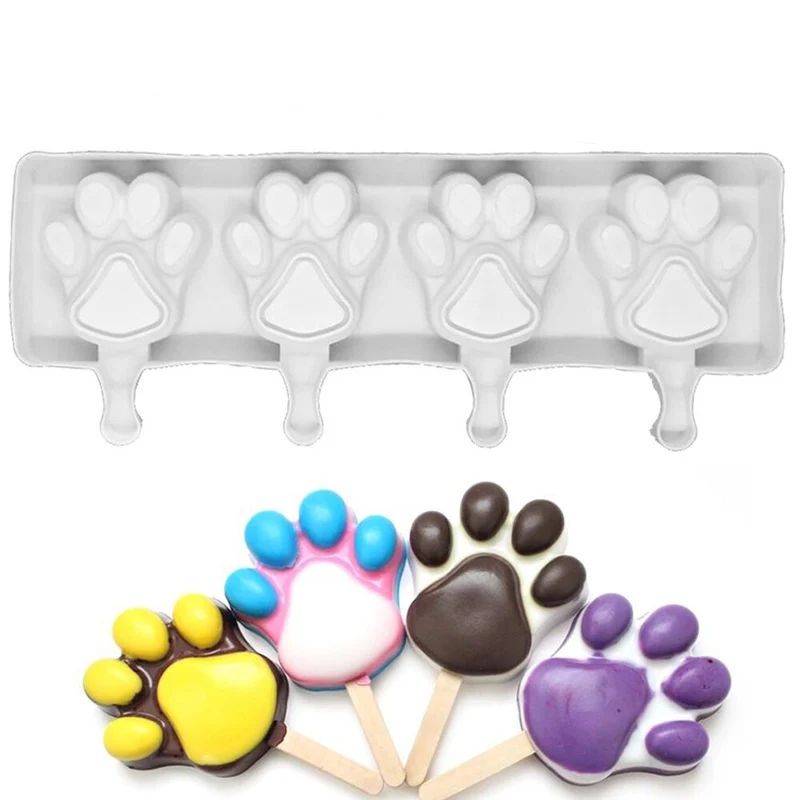 Lot de 4 Moules pour Glaces + Bâtonnets + Livre Recettes