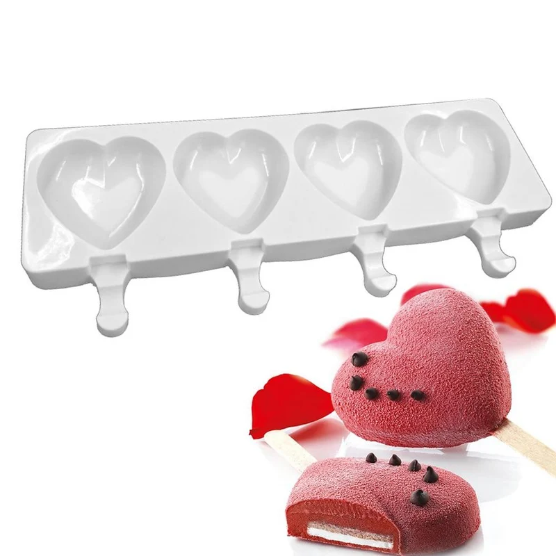 Lot de 4 Moules pour Glaces + Bâtonnets + Livre Recettes